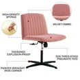 thumbnail image 3 of Velvet Home Office Desk Chair, Adjustable Armless Swivel Vanity Chair with Black Legs, Comfy Computer Chair for Bedroom, Living Room, Study, Pink, 3 of 7