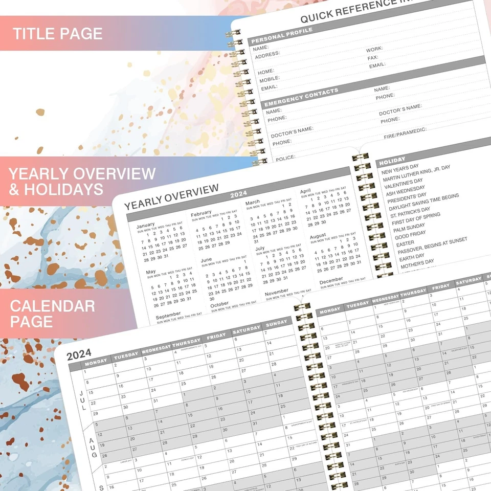 Appointment Book 2024-2025-2024-2025 Daily Planner, 8'' X 10'' Hourly Planner...