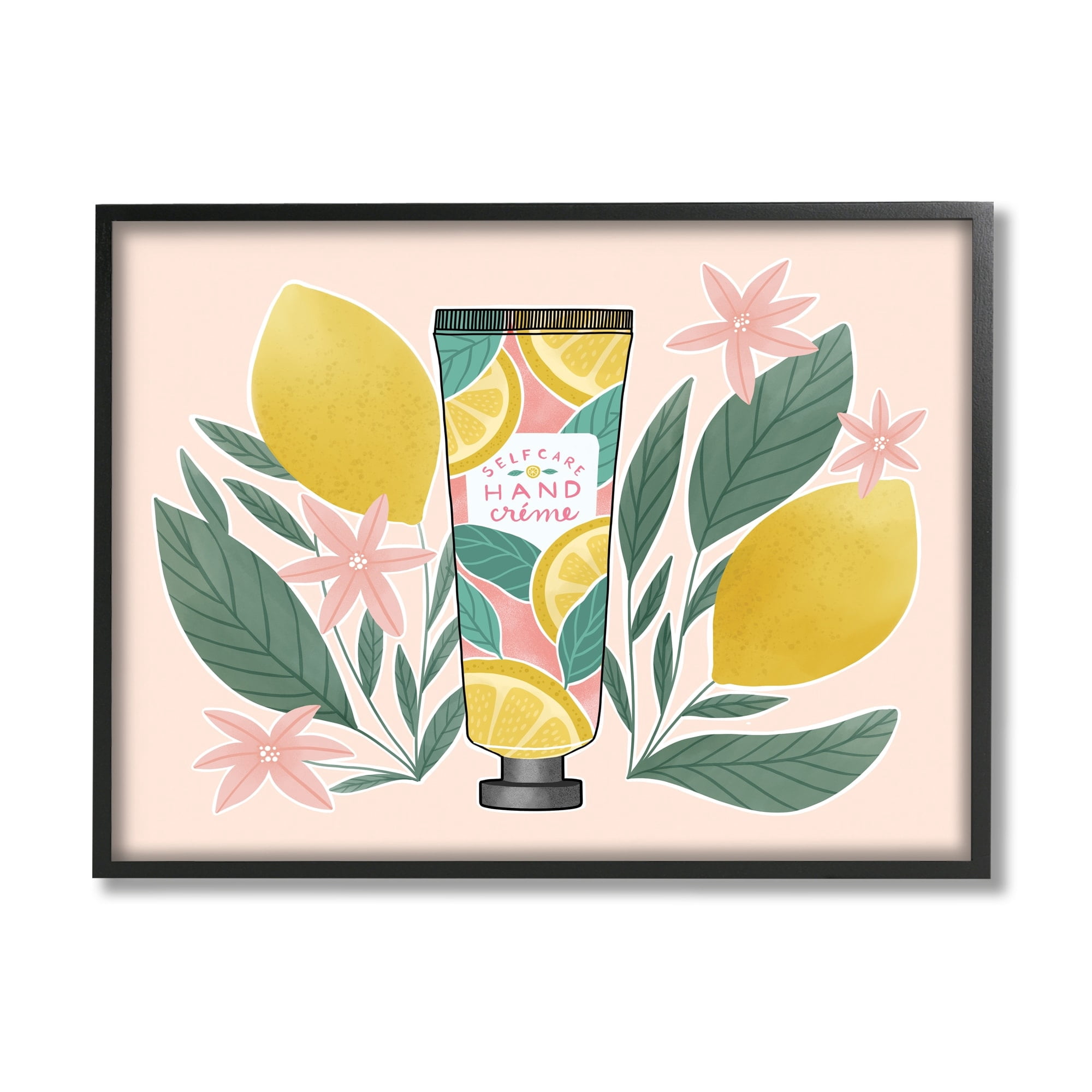 Stupell Industries Self Care Hand Creme Citrus Herbs Botanical & Floral Painting Gray Framed Art Print Wall Art