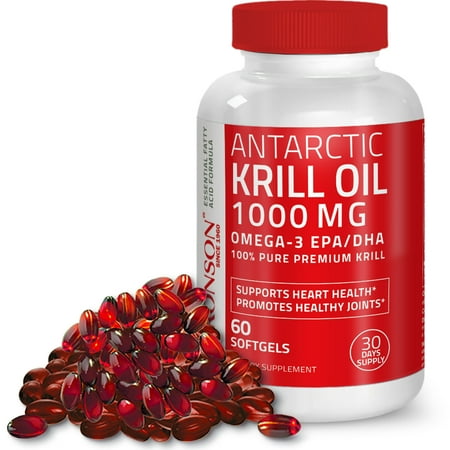 Pure Premium Antarctic Krill Oil 1000mg w/ Omega-3s, Astaxanthin - Heavy Metal Tested (Best Krill Oil With Astaxanthin)