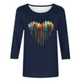 thumbnail image 4 of PEZHADA Blouses pour Femmes Manches 3/4 Mode Féminine Manches Trois-Quarts Col Rond Rétro Imprimé Hauts Amples Blouse Manches Trois-Quarts, 4 of 9