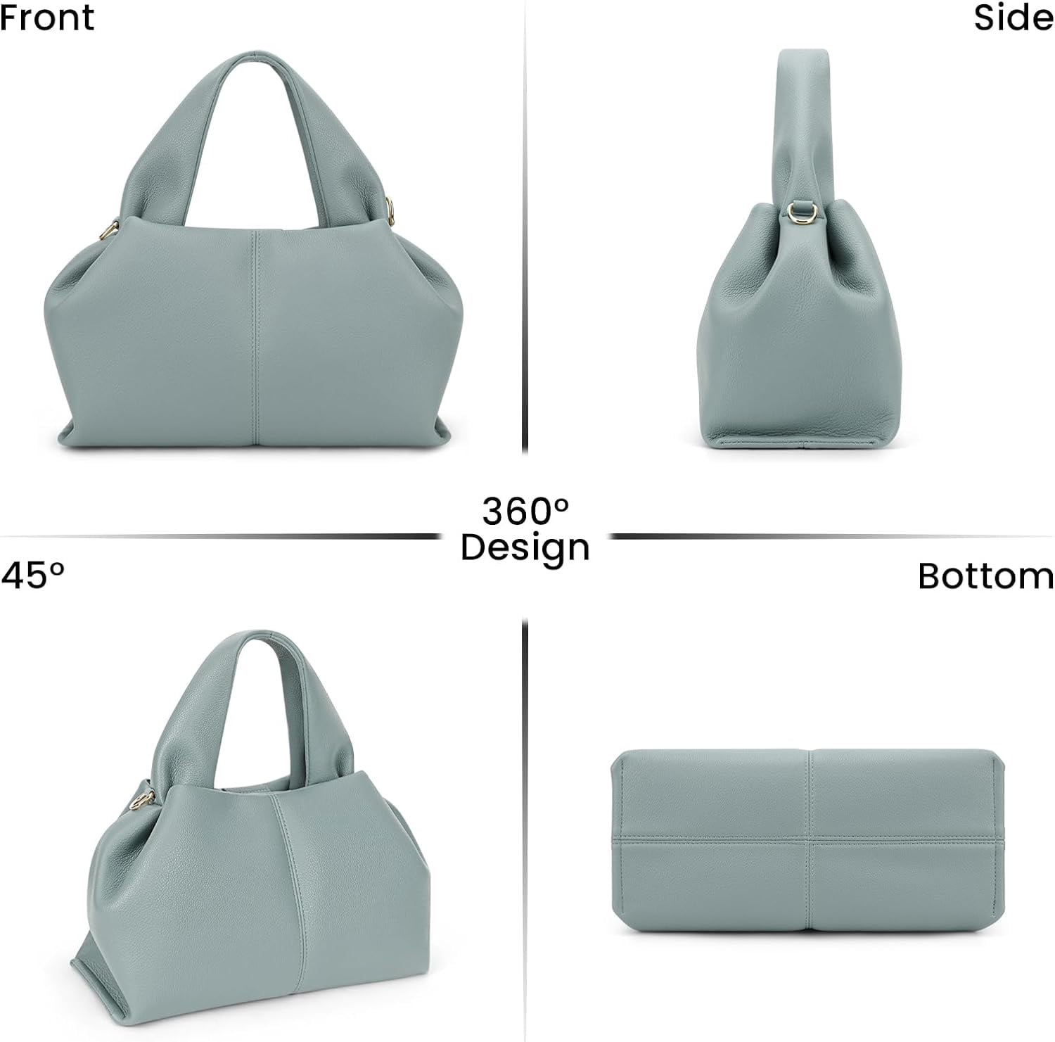 Cloud Pouch Bag Dumpling Clutch Purse Handbag Leather Tote Shoulder Bag Retro Crossbody bag with Removable Strap