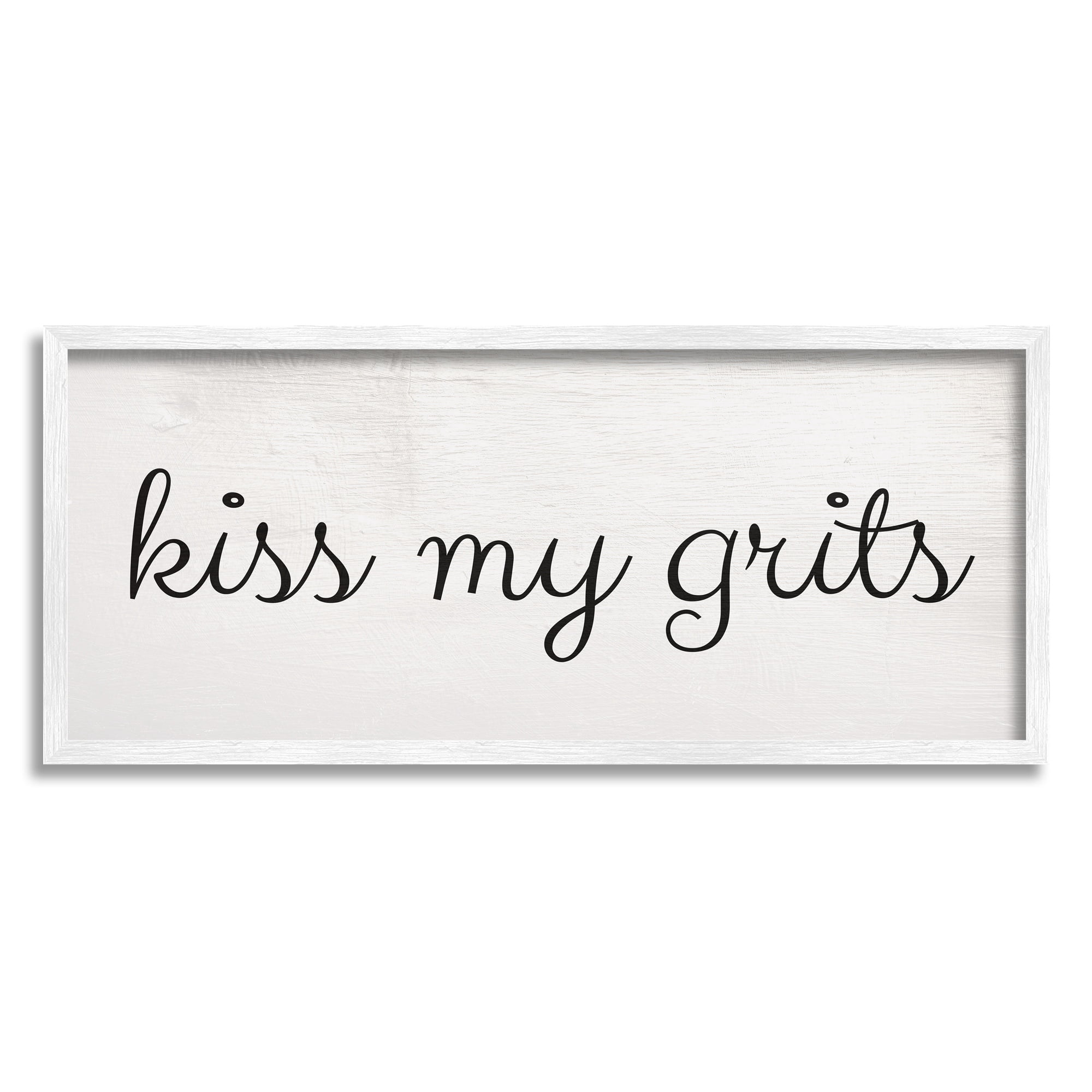 Stupell Industries Kiss My Grits Sassy Southern Slang Charming Typography Humor Painting Black Framed Art Print Wall Art, 10 x 24