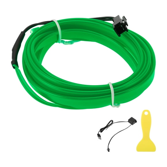 Cuerda de luz LED EL de 2m Unique Bargains, luz de cadena brillante para iluminación interior de automóviles, tira LED auto flexible de neón para decoración de coches USB(5V) verde