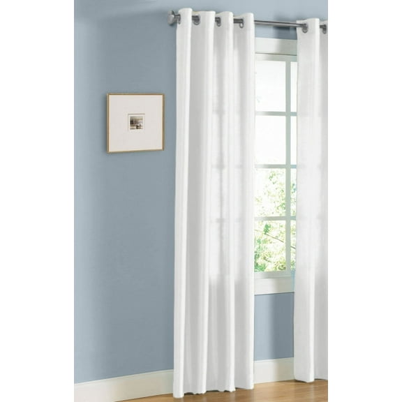 1 PANEL Nancy  SOLID WHITE  SEMI SHEER WINDOW FAUX SILK ANTIQUE BRONZE GROMMETS CURTAIN DRAPES 55 WIDE X 108" LENGTH