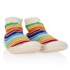 Nuby Snekz Comfortable Rubber Sole Sock Shoes for First Steps- Multi Color Stripes/Rainbow, Small 7-14 Months - 5.5 US