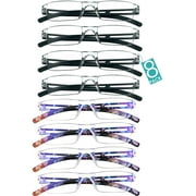 8 Pairs Reading Glasses, Blue Light Blocking Glasses, Computer Reading Glasses for Women and Men, Fashion Square Eyewear Frame (4black+4bluefloral,+2.75 Magnification)