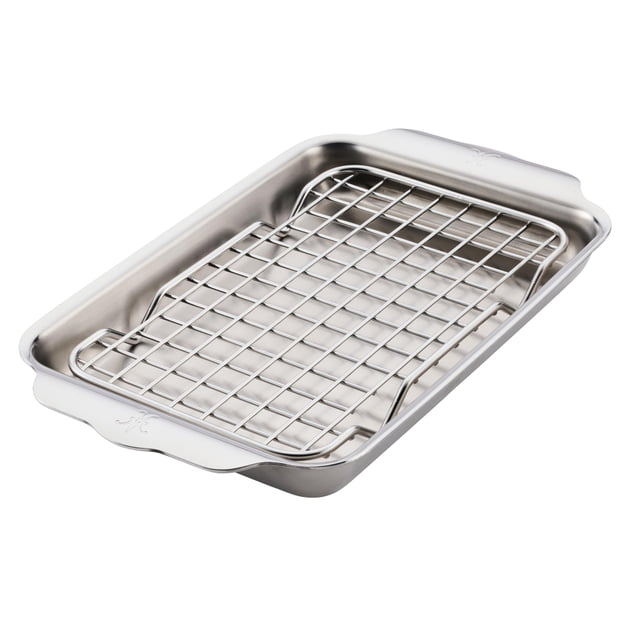 Hestan OvenBond Provisions - Tri-Ply Stainless Steel 2-Piece Mini-Eighth Sheet Pan & Rack Set (9x6"