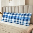 thumbnail image 3 of Pillowcase Long Strip 20x54in Does Not Contain Pillow Core Durable Invisible Zipper Close Easy To Install And Remove Cornflowerblue Checked Hand-Drawn Sketch_1, 3 of 8