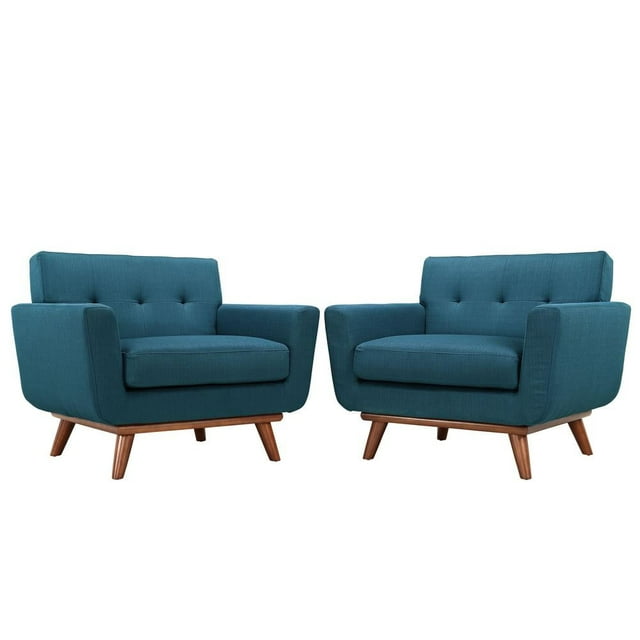 Modway Engage Fauteuil Moderne en Tissu Bleu Azur (Ensemble de 2)