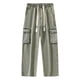 thumbnail image 3 of Pantalones de trabajo de longitud completa para hombre, de color liso, con bolsillos, informales, de pierna recta, 3 of 8