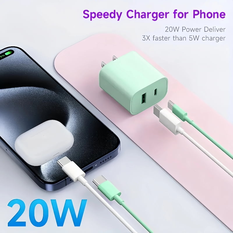 For iPhone 14 13 Charger Fast Charging 3Pack USB C and USB A Port Charger Block Type C Charger 6.6FT Cord Wall Charger Compatible with iPhone 14/14 Plus/14 Pro/14 Pro Max