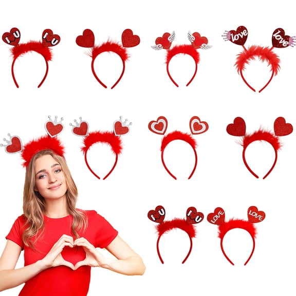 Minjewel Valentine's Day Sequin Heart Headband for Women, Sparkly Party Hair Accessory, Festive Holiday Celebration & Special Occasion Headwear,A