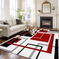 thumbnail image 3 of Rectangle Area Rug 5x8ft,Modern Burgundy Red Black White Art Washable Carpet Non-Slip Runner Accent Rugs Indoor Floor Mat for Bedroom Living Room Decor,Abstract Geometric, 3 of 9