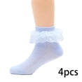 thumbnail image 2 of LYMAYTER 1-12Y 4 Pack Kids Girls Socks Toddler Ruffle Mesh Ankle Socks Soft Cute Dress Princess Socks, 2 of 7
