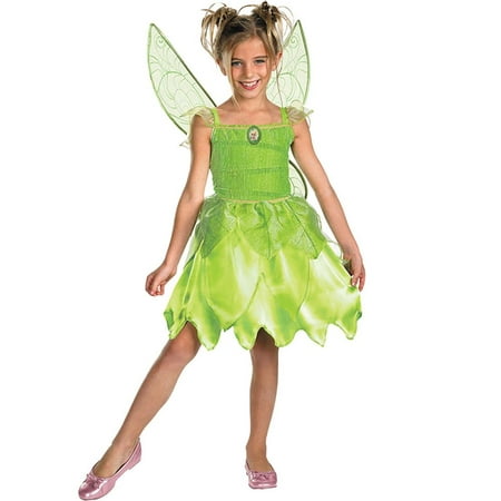 Tinker Bell Fairy Girls Costume Dress w/ Wings Peter Pan Pixie Toddler Kids Child