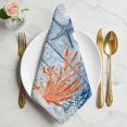 thumbnail image 2 of Navy Blue Coastal Cloth Napkins, Starfish Coral Summer Nautical Wooden Washable and Reusable Dinner Napkins Set of 6, Table Napkin for Kitchen Party Birthday Wedding Hotel Housewarming 20"x20", 2 of 9