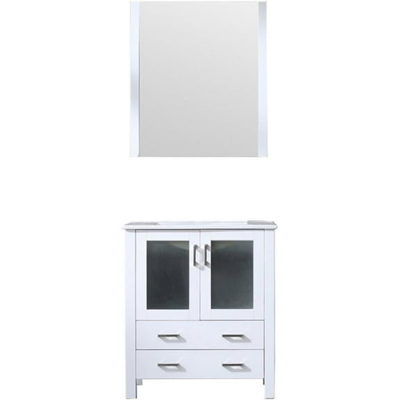 Volez 30 in W x 18.25 in D White Bath Vanity, White Ceramic Top, and 28 in Mirror