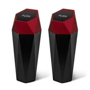 OUDEW Car Trash Can with Lid New Car Dustbin Diamond Design, Leakproof Vehicle Auto Trash Bin, Portable Mini Garbage Bin Fits Cup Holder, Used for Home, Office, Kitchen, Bedroom, 2PCS (Red)