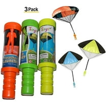 Toys  3 Pack Tangle Free Throwing Parachute Man with Handle Large 20" Parachutes Blue, Orange And Green