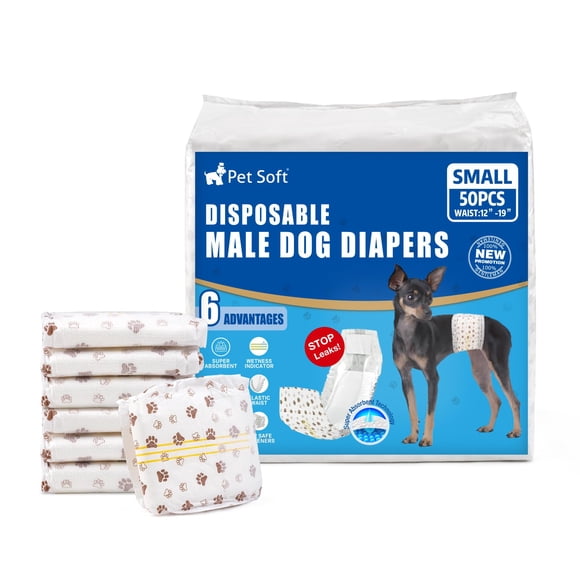 Pet Soft Couches pour Chien Mâle - Enveloppes Jetables pour Chien Mâle avec Indicateur d'Humidité, Couches pour Toutou Ultra Absorbantes Confortables pour Incontinence Incitables U