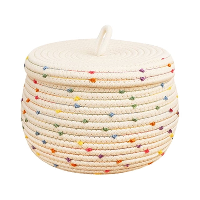 Naiovety Cesta de artículos diversos, cuerda de tapa de escritorio de algodón, decoración hecha a mano, caja Flexible de almacenamiento para Almacenamiento y organización del hogar
