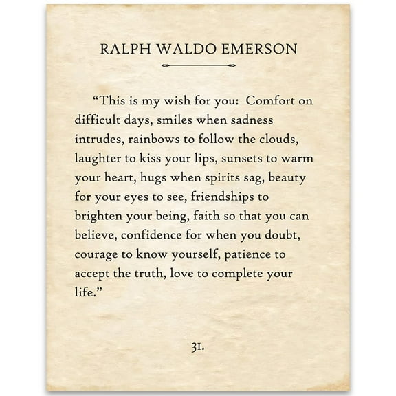 Ralph Waldo Emerson - This is My Wish For You - 11x14 Unframed Typography Book Page Print - Makes a Great Gift for Friends and Inspirational Decor Under $15