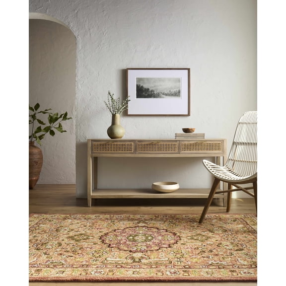 Hauteloom Annick Wool Living Room, Bedroom Area Rug - Traditional - Goldenrod, Burgundy, Olive - 2' x 3'