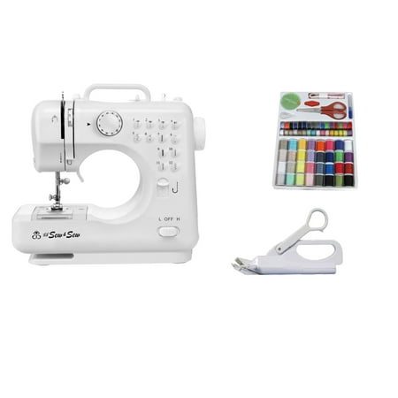 UPC: 0616641742027 | Michley 616641742027 LSS-505+ Combo 12-Stitch Desktop Sewing Machine with Sewing Kit and Electric Scissors