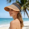 thumbnail image 2 of Womens Beach Hat Women Foldable Wide Brim Straw Empty Top Sun Hat Beach Black One Size, 2 of 8