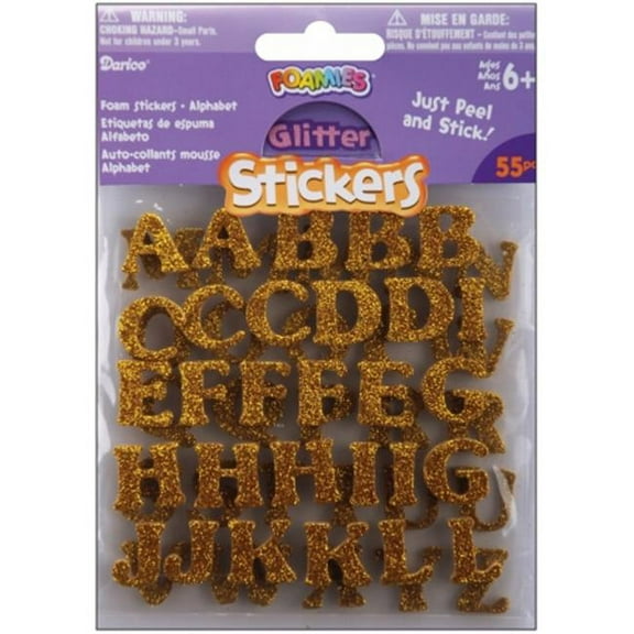 Foam Glitter Stickers 55/Pkg-Alphabet-Gold