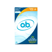 o.b. Tampons No Applicator, Unscented - 40ct, Applicator-Free Tampons Super Plus, Feminine Care, ob Tampon Super Plus - 2 Pack