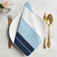 thumbnail image 2 of Navy Blue Aqua Stripe Cloth Napkins, Modern Art Horizontal Striped Washable and Reusable Dinner Napkins Set of 4, Table Napkin for Kitchen Party Birthday Wedding Hotel Housewarming 20"x20", 2 of 9