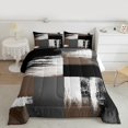 thumbnail image 2 of Manfei Brown Grey Abstract Full Size Comforter Sets, Chic Minimalism Bedding Comforter Set, Teen Child Kid Adult Reversible Bedding Sets, Super Cozy Room Decor, 3-Piece, 2 of 8