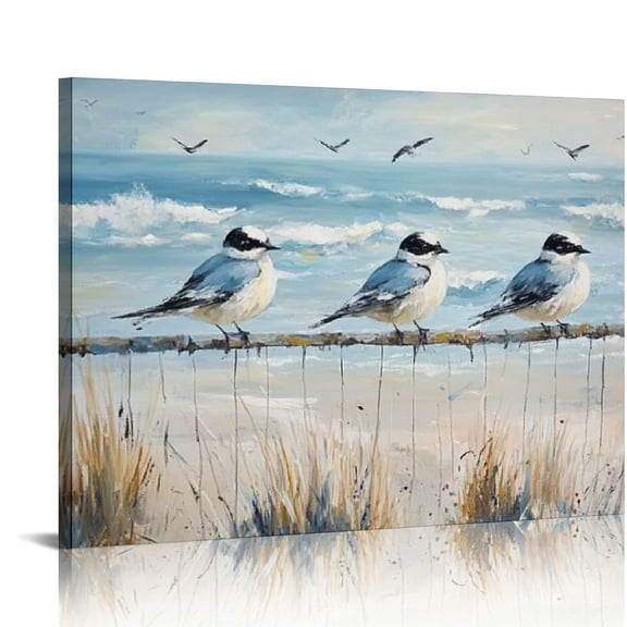 ZFLMY Canvas wall art, blue bird, painting on fence, farmhouse decoration, print, painting, modern home art, living room, bedroom 16x12in