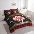 thumbnail image 3 of Homewish Boys Girls Candy Cane Bedding Comforter Set 7pcs,Geometric Plaid Grid Queen Bedding Sets Super Cozy,Merry Christmas Queen Sheet Sets,Super Cozy Room Decor,Reversible, 3 of 8