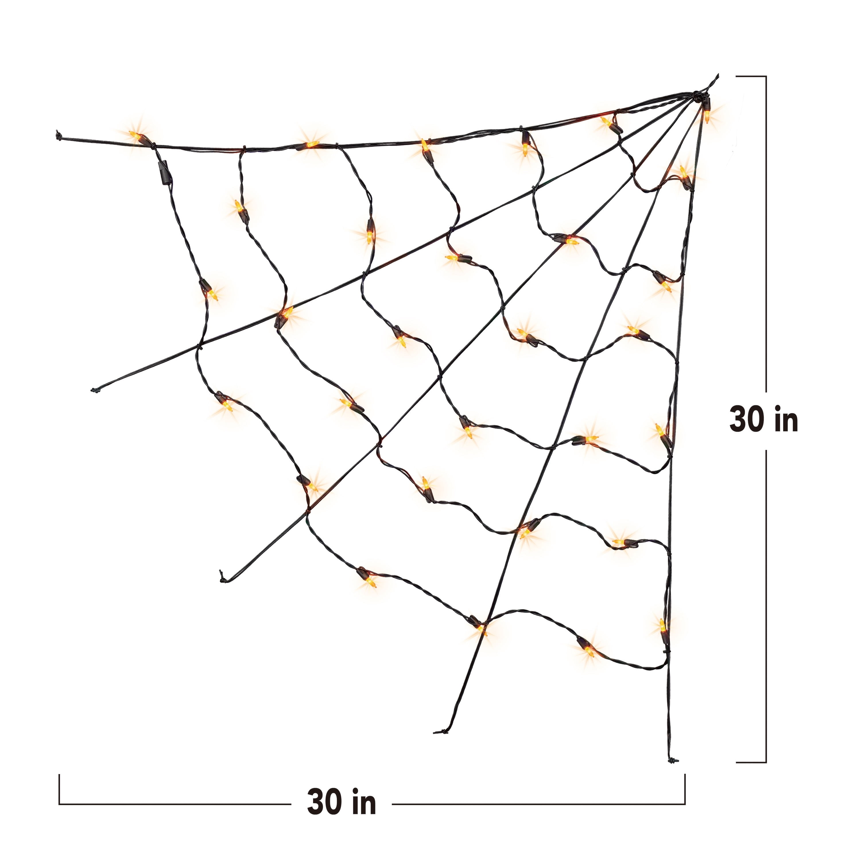 Indoor/Outdoor 30-Count LED Corner Web Lights, Orange, 30" x 30", Halloween by Way To Celebrate