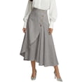 thumbnail image 2 of Maxi Flowy Skirts for Women Summer Elastic High Waisted Dressy Casual Ruffle Asymmetrical Hem Long Linen Wrap Skirt, 2 of 7