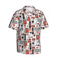 thumbnail image 2 of Balery Modern Life Print Men's Hawaiian Shirts Short Sleeve Beach Shirt Relaxed Fit Vacation Button Down Shirts-Large, 2 of 8