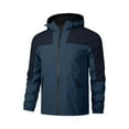 thumbnail image 5 of Men's Waterproof Windproof Outdoor Colorblock Zip-Up Jacket with Zipper Pockets (for Hiking & Camping), Navy Blue, Size M, 5 of 5
