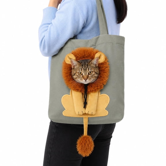 Lion Shaped Cat Carrier Bag Cat Carrier Tote Bag with Head Hole