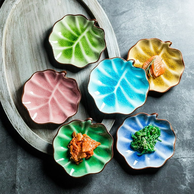 CHUNTIAN 6 Inch Ceramic Dish Japanese Retro Creative Leaf Small 