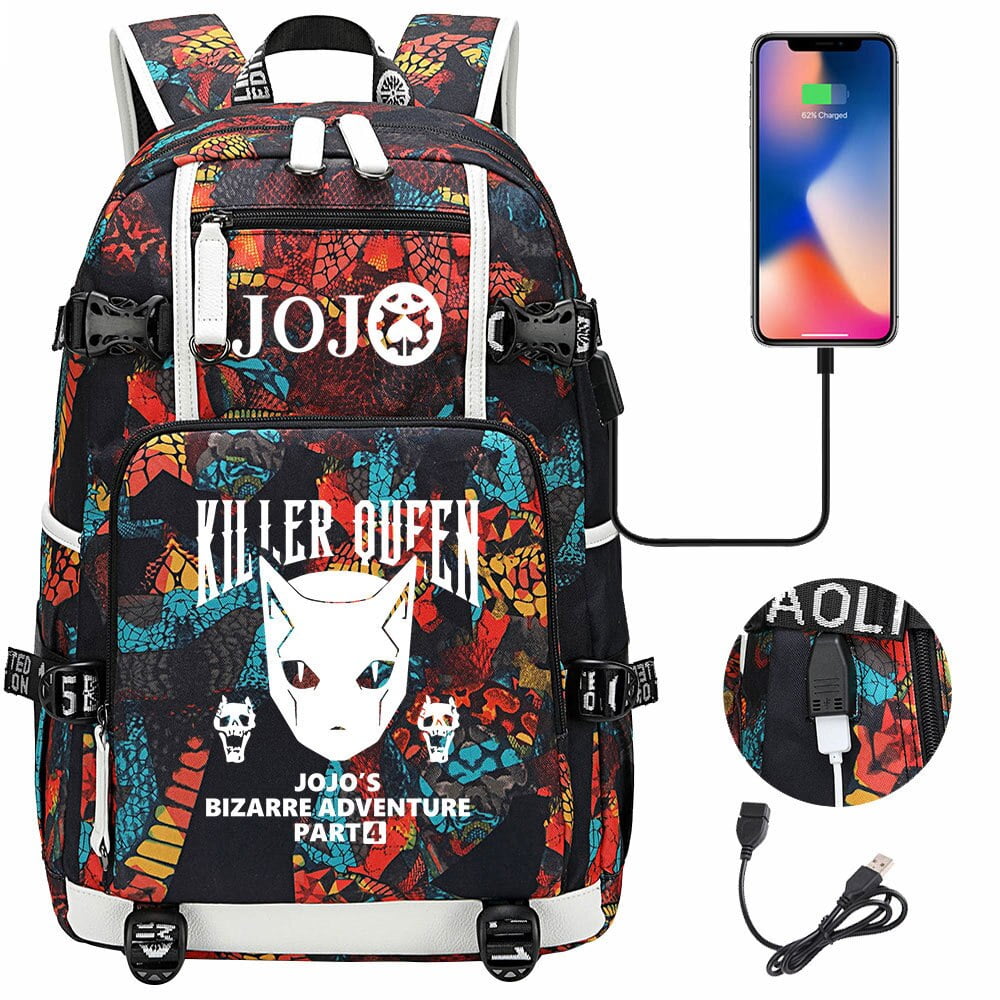 Jojo Bizarre Adventure Bookbag Waterproof School Bags USB Charging Laptop Backpack Unisex Travel Bagpack Mochila