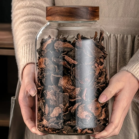 High Borosilicate Glass Storage Tank | 67oz Large Capacity Sealed Tank | Flip Design for Easy Access and Reuse | Moisture-proof and Fresh Locking, Multifunctional Kitchen Storage