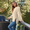 thumbnail image 2 of IDOPIP Womens Oversized Crewneck Sweatshirts Long Sleeve Side Slits Pullover Tops 2024 Fall Clothes, 2 of 5