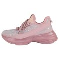 thumbnail image 2 of La Sheelah Flat Women Lace-Up Platform Sneakers Comfortable Sport Walking Running Shoes Rhinestone Bling Studs Anti-Slip Resistant HANA-49 Light Pink Mauve 5, 2 of 3