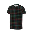 thumbnail image 3 of Honeii Buffalo Plaid Dark Green Print Kids Boy T-Shirt,Breathable Round Neck Tee,Stylish Summer Tee for Boys, for Outdoor Activities and Casual Wear, 3 of 7