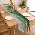 thumbnail image 3 of Watercolor Beach Waves Table Runner 72 Inches Long Abstract Green Ocean Table Runners for Dining Room Tabletop Dresser Scarf Home Party Banquet Wedding Holiday Decoration, 3 of 9
