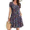 thumbnail image 6 of Floral Print Summer Beach Dress for Women 2025 Trendy Casual Holiday Attire Baggy Flowy Petal Sleeve Mini Sundress, 6 of 8