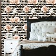 thumbnail image 2 of Peel and Stick Wallpaper Vintage Floral Pink White Roses Stripes Wall Mural 23.6in x 9.8ft Self Adhesive Removable Wall Paper Renter Friendly Wallpaper for Bedroom Bathroom, 2 of 8